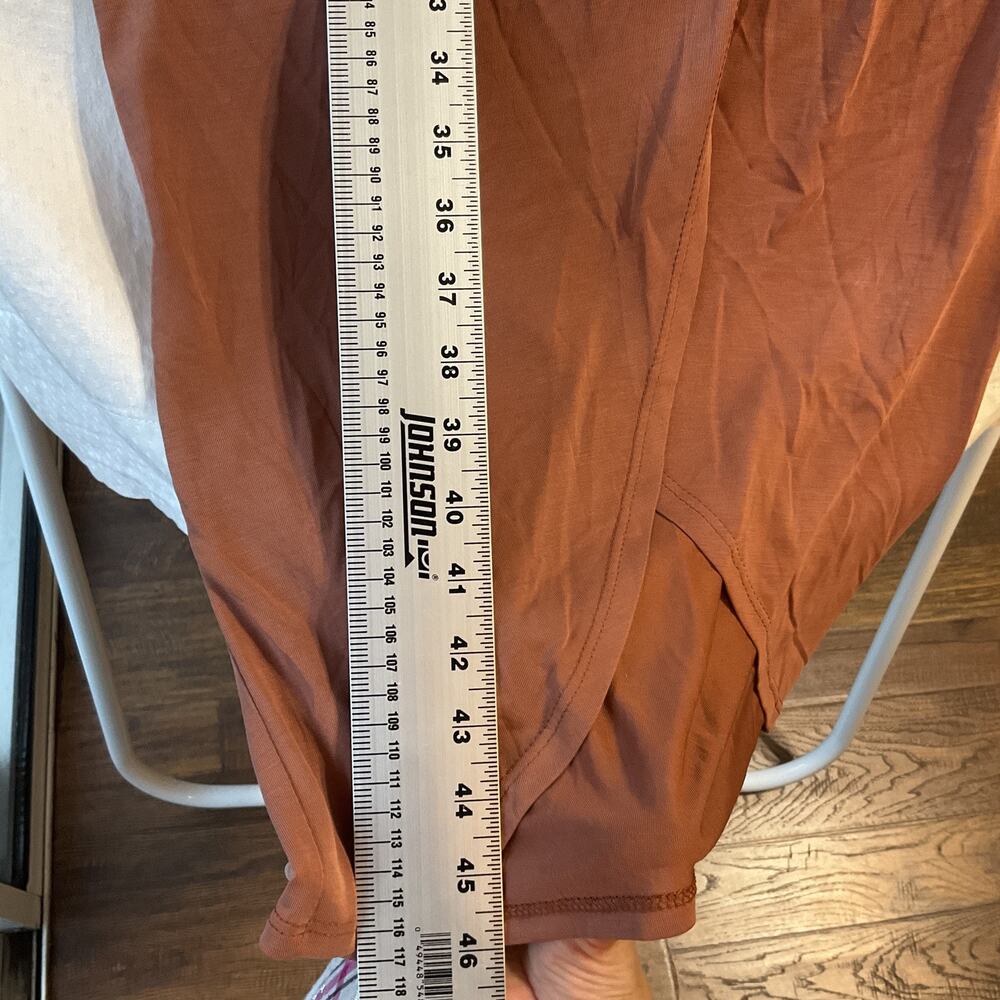 The Vanity Room Women Maxi Dress XS Rust Bodycon Knot 3/4 Sleeve Stretch PullOve - Picture 9 of 12